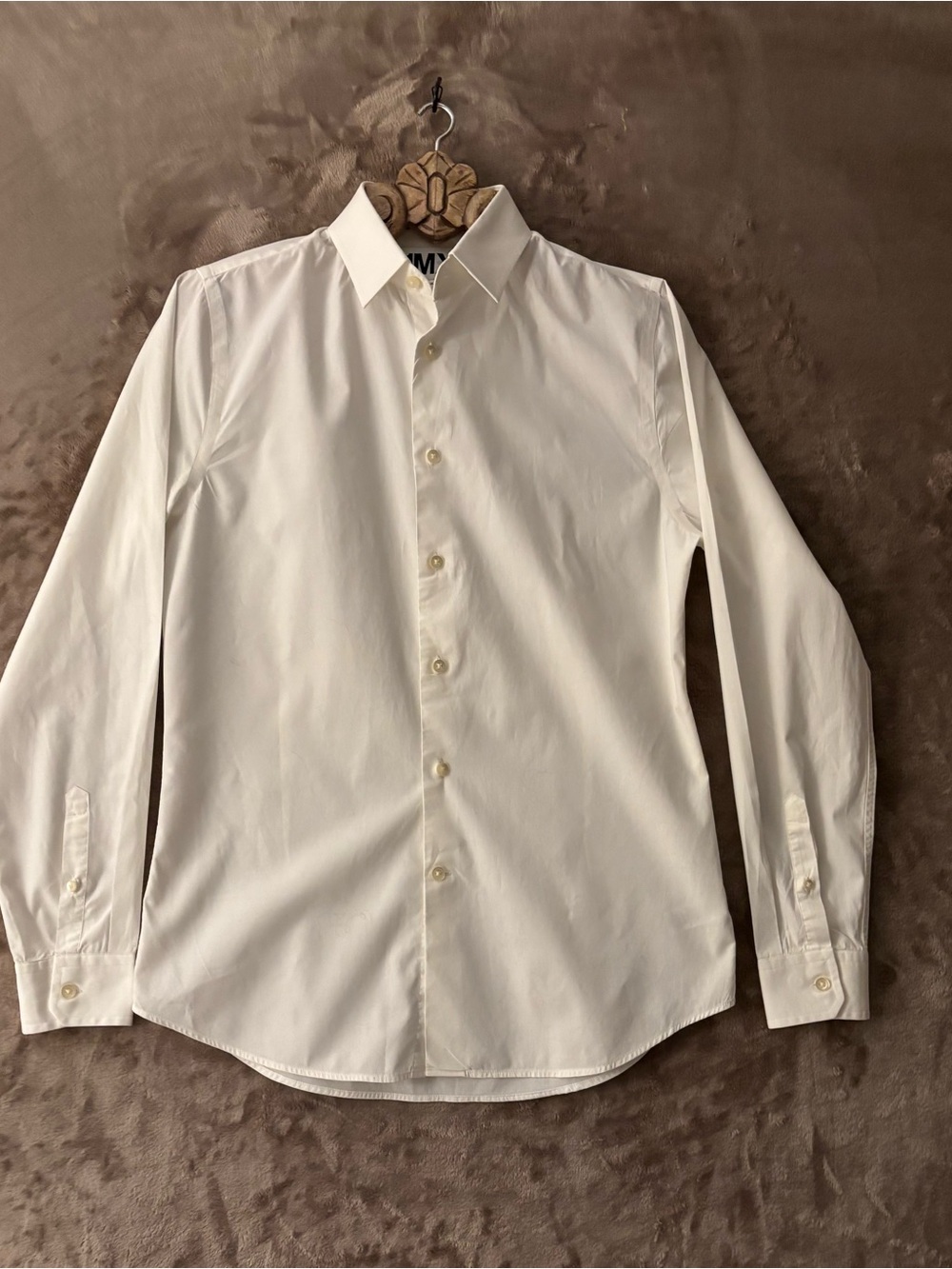 Express 1MX Men's White Long Sleeve Dress Shirt - Point Collar Size S(14-14.5)